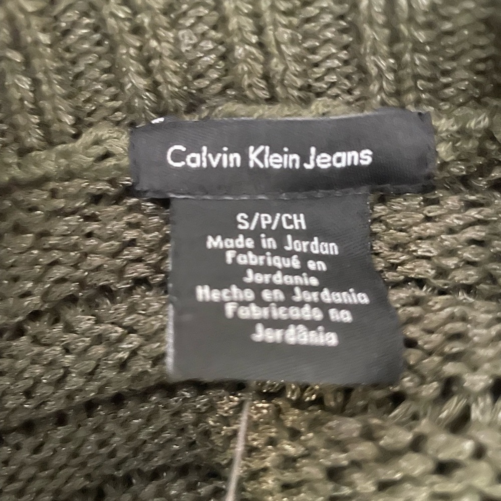 Sz S women Calvin Klein Jeans Olive Green knit Sweater - Picture 11 of 13